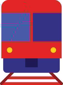 a red and blue train on a white background vector