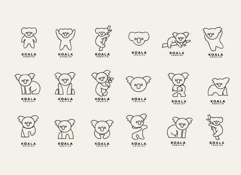 Koala outline logo icon. Australian animal for web and design vector