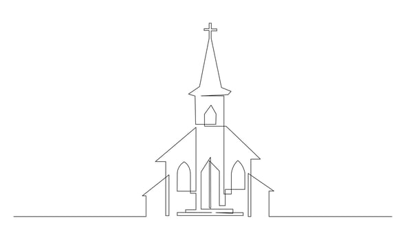 Church One line drawing isolated on white background vector