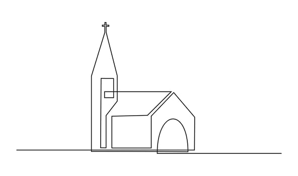 Church One line drawing isolated on white background vector