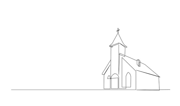 Church One line drawing isolated on white background vector