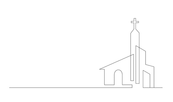 Church One line drawing isolated on white background vector