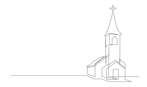 Church One line drawing isolated on white background vector