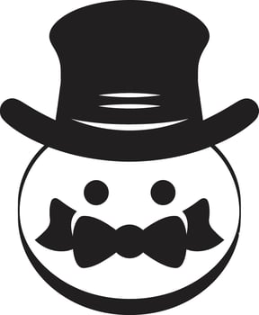 Charming Snowman Delight Cute Adorable Snowy Serenade Black vector