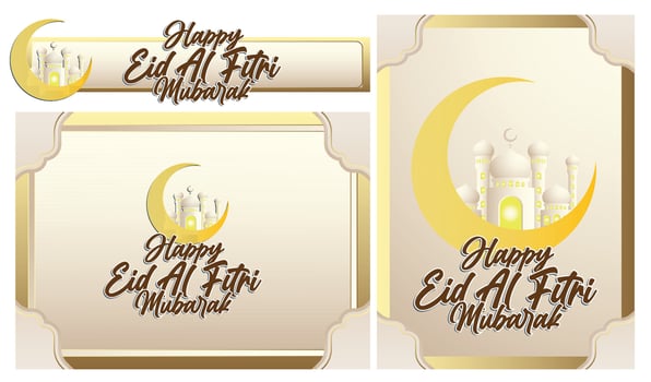 isolated calligraphy of happy eid mubarak vector