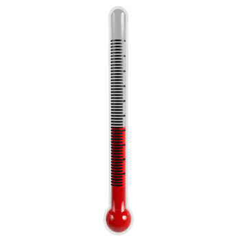a red and white thermometer on a transparent background png