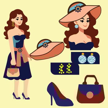 fashion design with  flat vector illustration girl