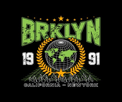 College Brooklyn Street Fashion varsity slogan typography for t shirt ,streetwear design, suitable for screen printing, jackets and others vector