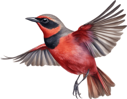 AI generated Watercolor painting of crimson chat bird. png