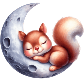 AI generated a cute squirrel sleeping on the moon png