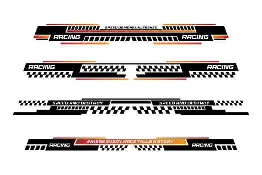 Sport racing stripes car stickers. modification body speed and drift vinyl decal for car bike and truck. Vector race car stickers isolated set