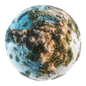 AI generated 3D Rendering of a Round Earth on Transparent Background - Ai Generated png