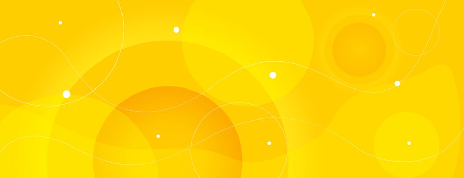 yellow abstract background with circle shapes and wavy line. vector illustration
