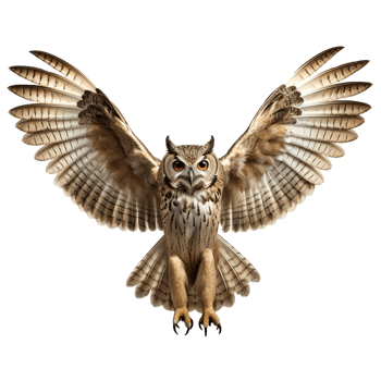 AI generated Owl spreading wingss png isolated on transparent background