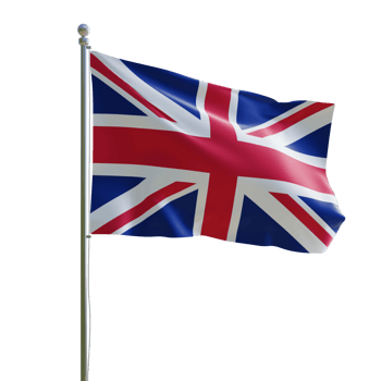 United Kingdom realistic 3d flag with pole png