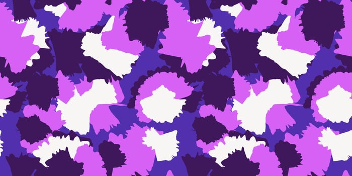Seamless circular brush strokes pattern. hand drawn violet ebru effect. Abstract geometric bright purple printing with random stains, drops, spots patterned. Collage for design vector
