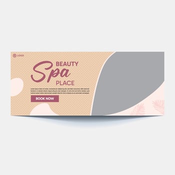 Beauty spa parlour social media banner template. Salon makeup, health care, body massage service promotion cover design with logo and discount. Business promotion modern graphic web post background vector