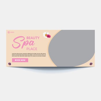 Beauty spa parlour social media banner template. Salon makeup, health care, body massage service promotion cover design with logo and discount. Business promotion modern graphic web post background vector