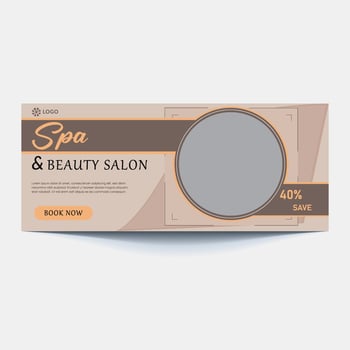 Beauty spa parlour social media banner template. Salon makeup, health care, body massage service promotion cover design with logo and discount. Business promotion modern graphic web post background vector
