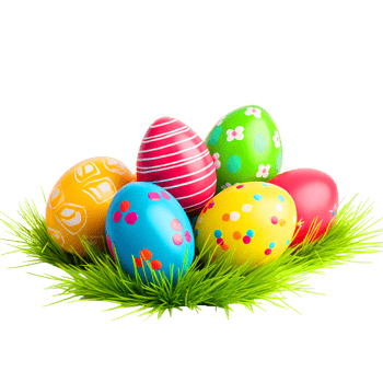 AI generated Colorful easter eggs on green grass png