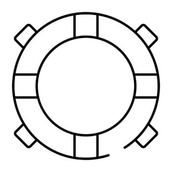 Inflatable rescue tube icon, linear design of lifebuoy vector