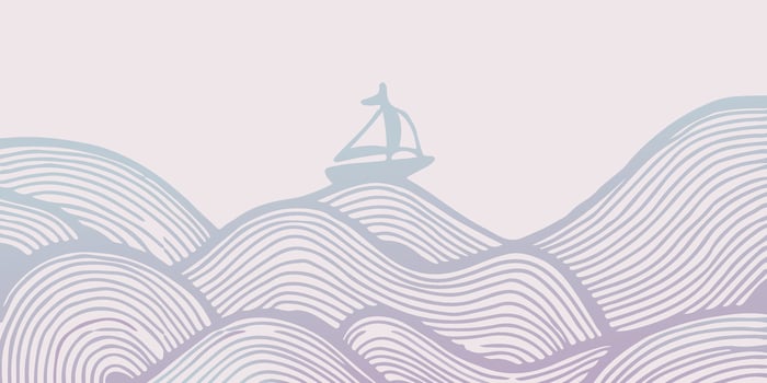 Boat Floating on Top of a Wave in the Ocean vector