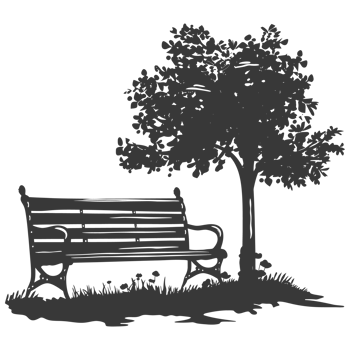 AI generated Silhouette Park bench black color only png