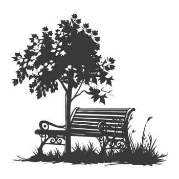 AI generated Silhouette Park bench black color only png