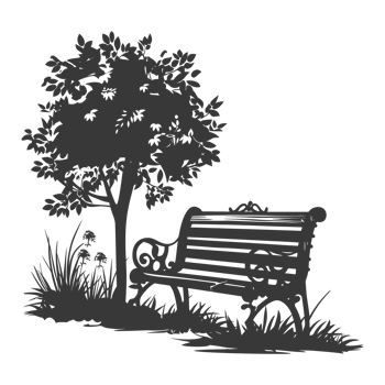 AI generated Silhouette Park bench black color only png