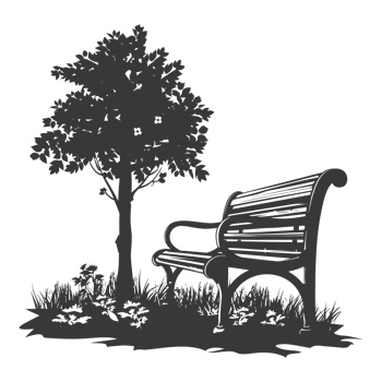 AI generated Silhouette Park bench black color only png