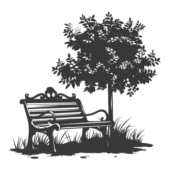 AI generated Silhouette Park bench black color only png