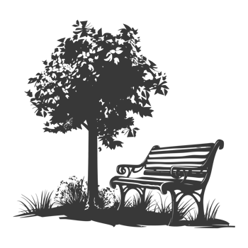 AI generated Silhouette Park bench black color only png