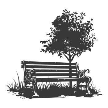 AI generated Silhouette Park bench black color only png
