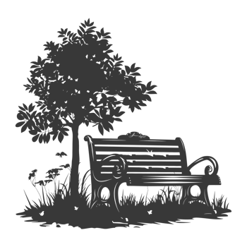 AI generated Silhouette Park bench black color only png