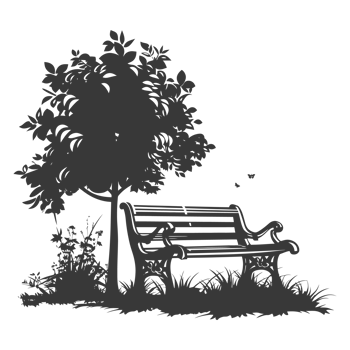 AI generated Silhouette Park bench black color only png