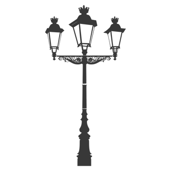 AI generated Silhouette Park lamp black color only png