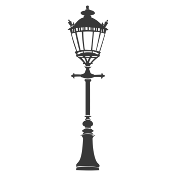 AI generated Silhouette Park lamp black color only png