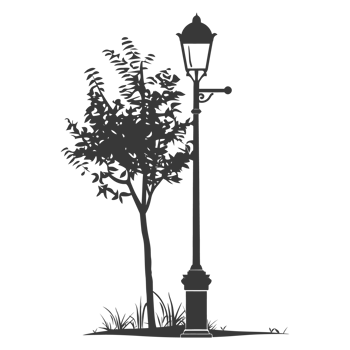 AI generated Silhouette Park lamp black color only png