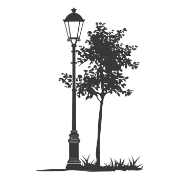 AI generated Silhouette Park lamp black color only png