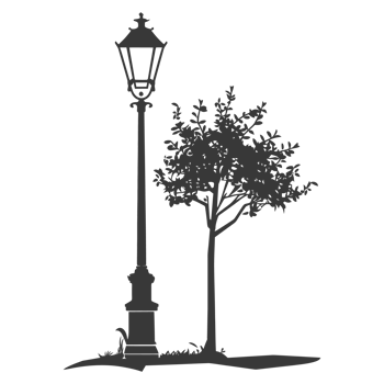 AI generated Silhouette Park lamp black color only png