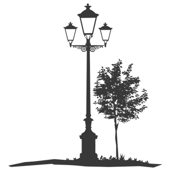 AI generated Silhouette Park lamp black color only png