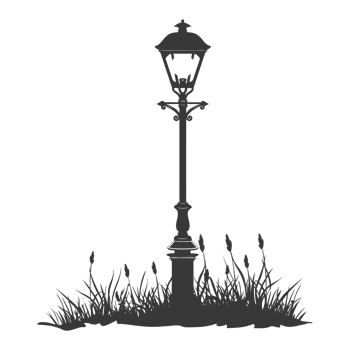 AI generated Silhouette Park lamp black color only png
