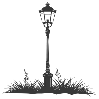 AI generated Silhouette Park lamp black color only png