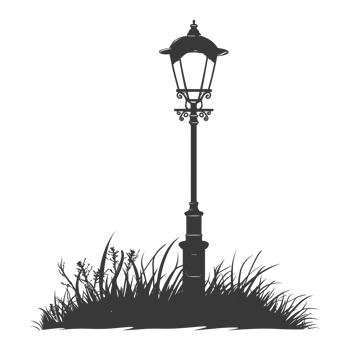 AI generated Silhouette Park lamp black color only png