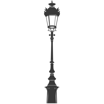 AI generated Silhouette Park lamp black color only png