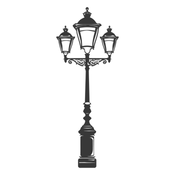 AI generated Silhouette Park lamp black color only png