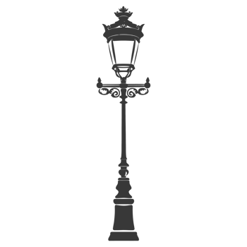 AI generated Silhouette Park lamp black color only png