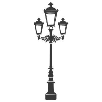 AI generated Silhouette Park lamp black color only png