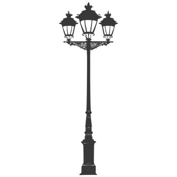 AI generated Silhouette Park lamp black color only png
