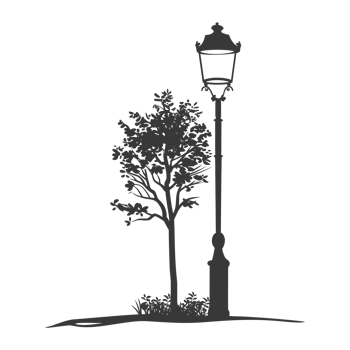 AI generated Silhouette Park lamp black color only png